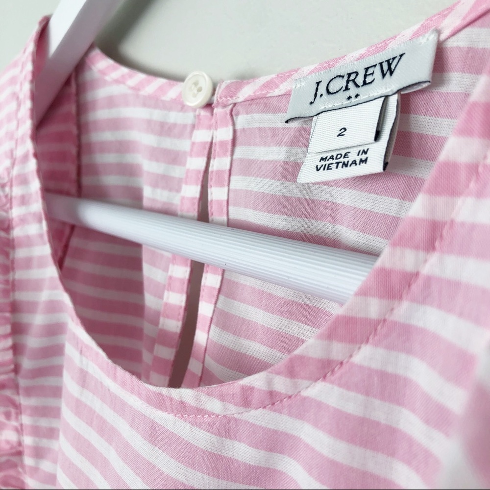 J. Crew Pink Striped Ruffle Blouse - Picture 7 of 10